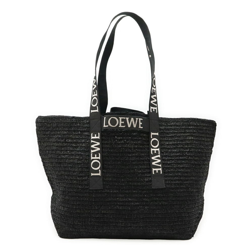 Loewe FOLD SHOPPER Shoulder Bag basket black raffia